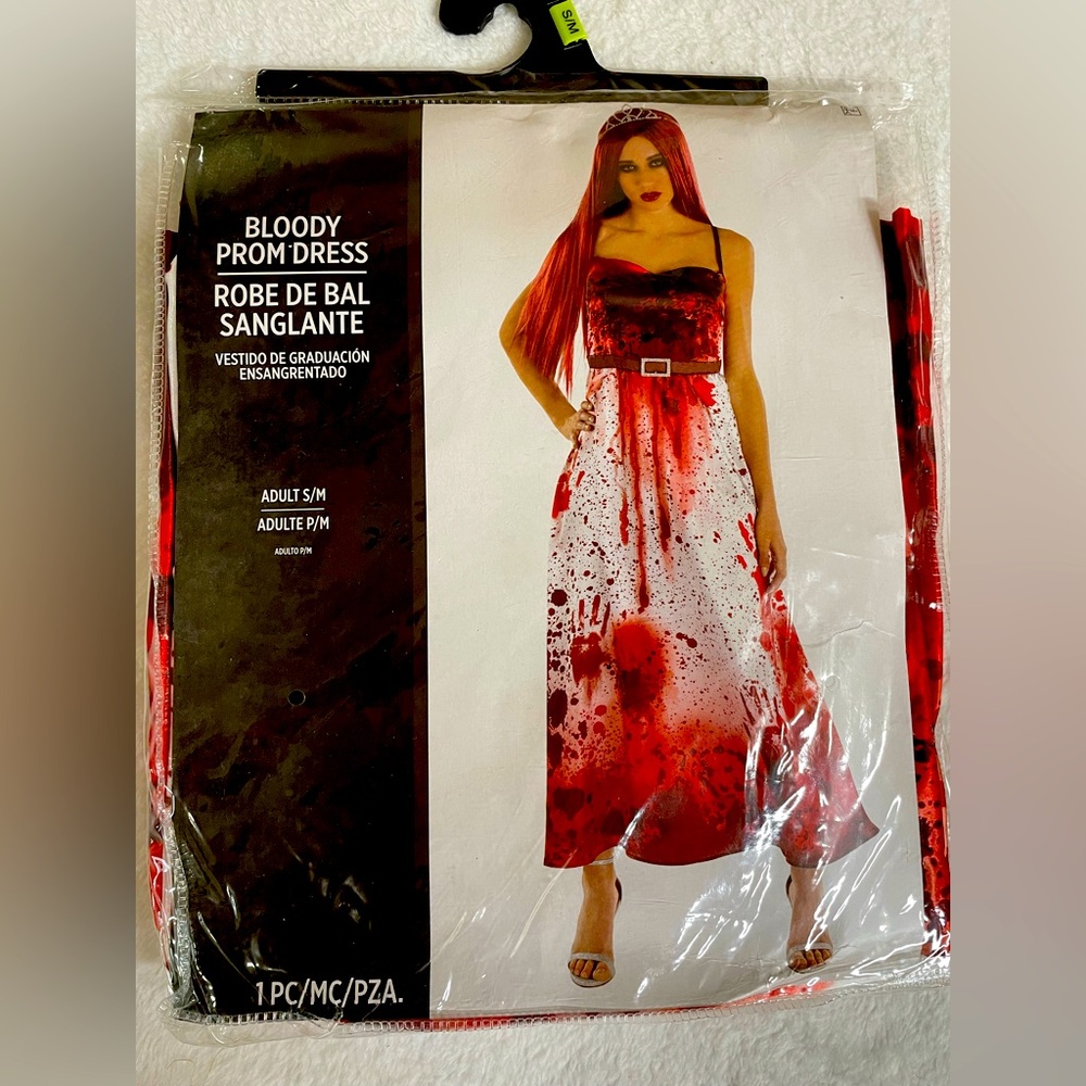New Womens Halloween Costume Bloody Prom Dress - Red Scary Dress up